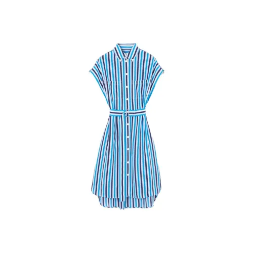 Burberry Nella Striped Shirt Dress Blue