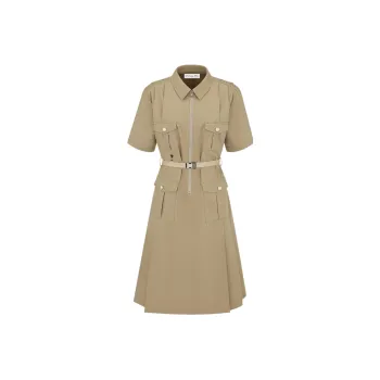 DIOR Short Sleeved Dresses Women's Beige