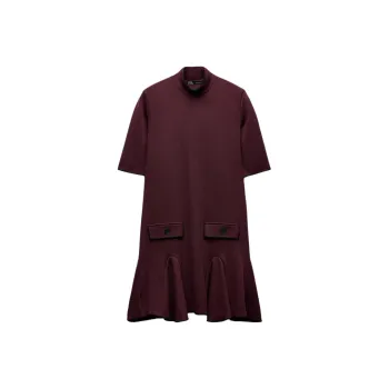 ZARA Short-Sleeved Dresses Women's Burgundy