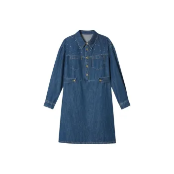 PSALTER Short Sleeved Dresses Women's Vintage Blue