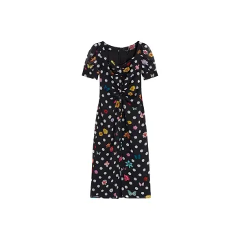 Bebe SS24 Short Sleeved Dress Women's Floral Black