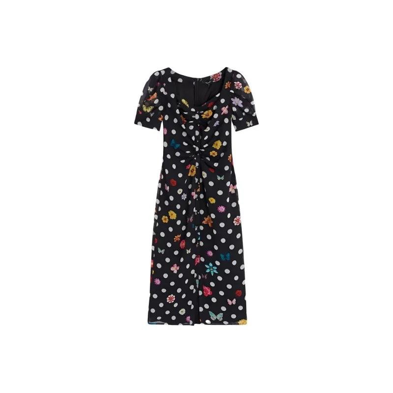 Bebe SS24 Short Sleeved Dress Women's Floral Black-0