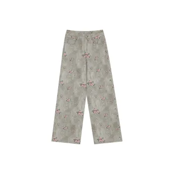 ELF SACK Casual Pants Women's Floral Green Gray