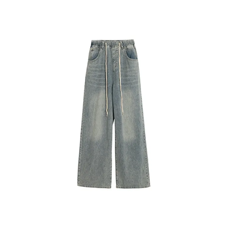 QYPRF Loose Fit Wide Leg Jeans Women's Blue-0