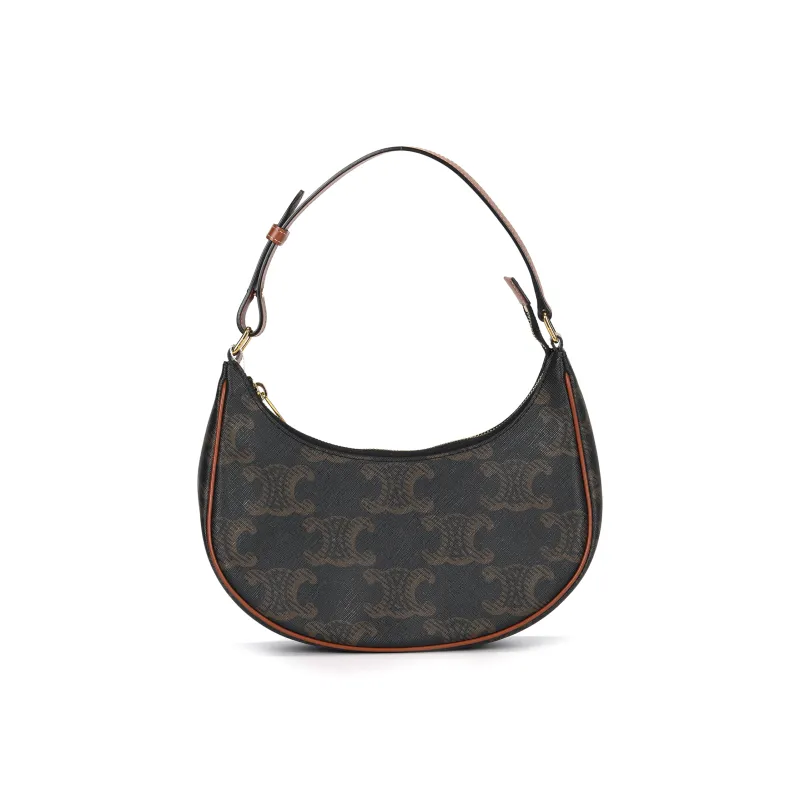 CELINE AVA Cow Leather Shoulder Bag Handbags Shoulder Bags Women's Tawny-0
