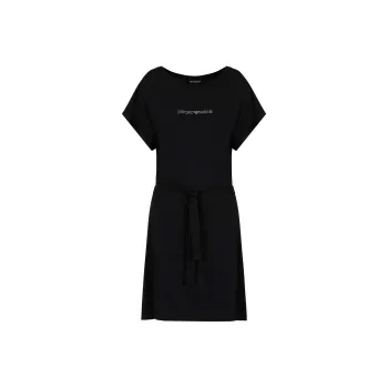 EMPORIO ARMANI Stretch-viscose Beachwear Dress With Micro-studded Logo And Sash