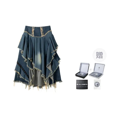 BE ALL KABUTO Denim Long Skirts Women's Blue