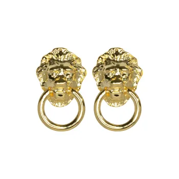 Kenneth Jay Lane Lion Head Door Knocker Earrings