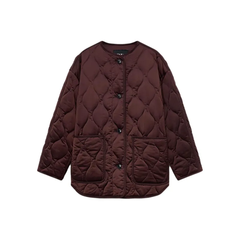 ZARA ZW Series Puffer Jacket Women's Brown-0