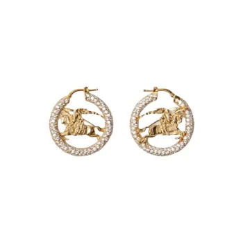 Burberry Brass Gold Plated, Cubic Zirconia Earrings Unisex Gold