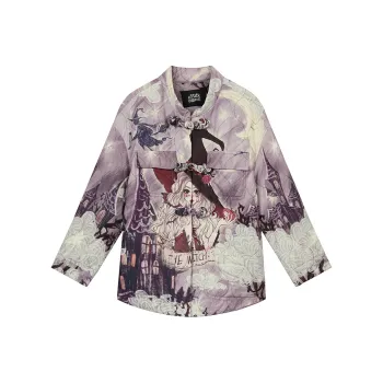 ELF SACK Puffer Jackets Women's New Chinese Style Magic Witch Purple