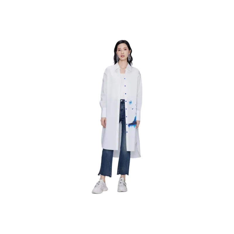 BBLLUUEE Long Sleeved Dress Women's Crescent White-0