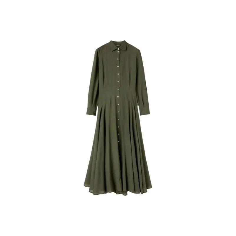 Loro Piana Long-Sleeved Dresses Women's Steamed Tea Green-0