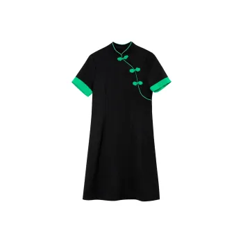 Wbwq Short Sleeved Dress Women's Black & Green