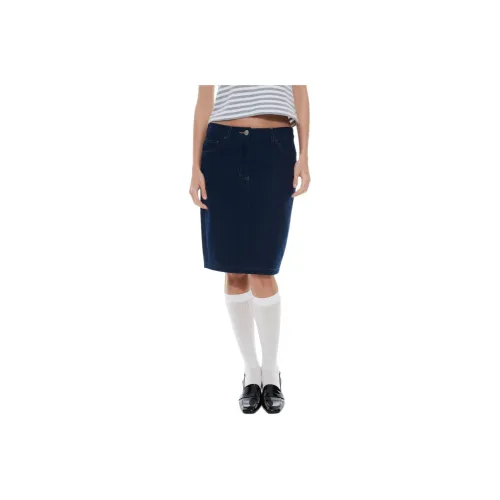 TAXIPHONE Denim Long Skirt Women's Dark Blue
