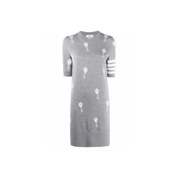 THOM BROWNE Short Sleeved Dresses Women's Gray