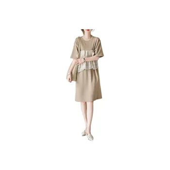 【dme】 Short Sleeved Dresses Women's Milk Coffee