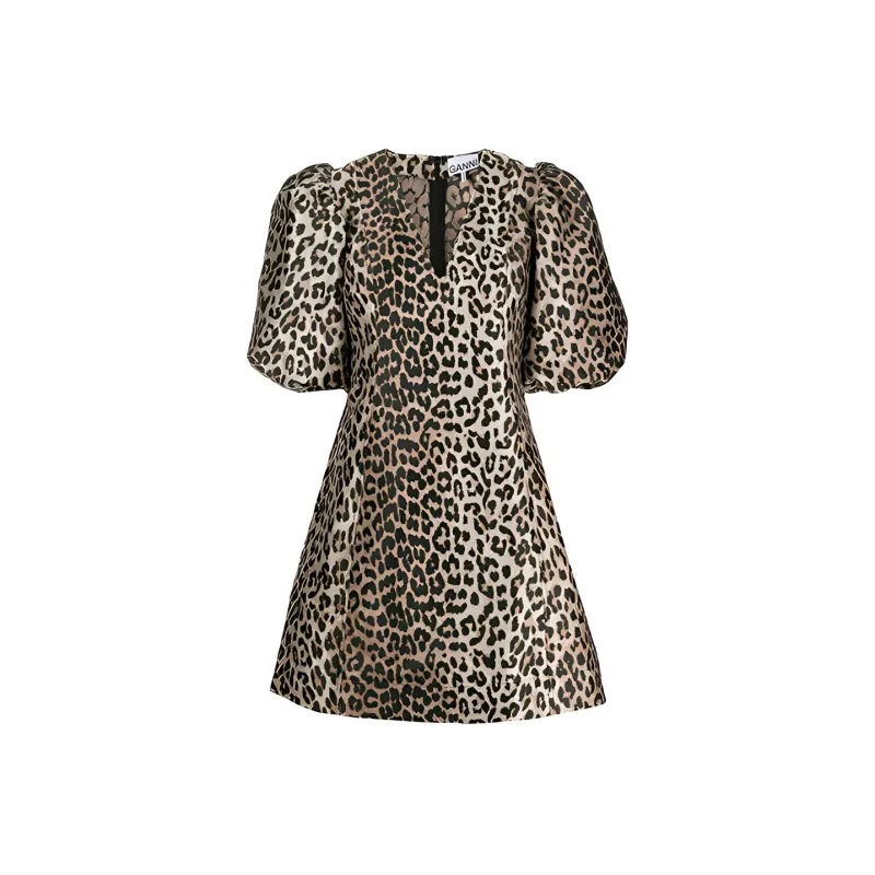 GANNI Short Sleeved Dresses Women's Brown-0