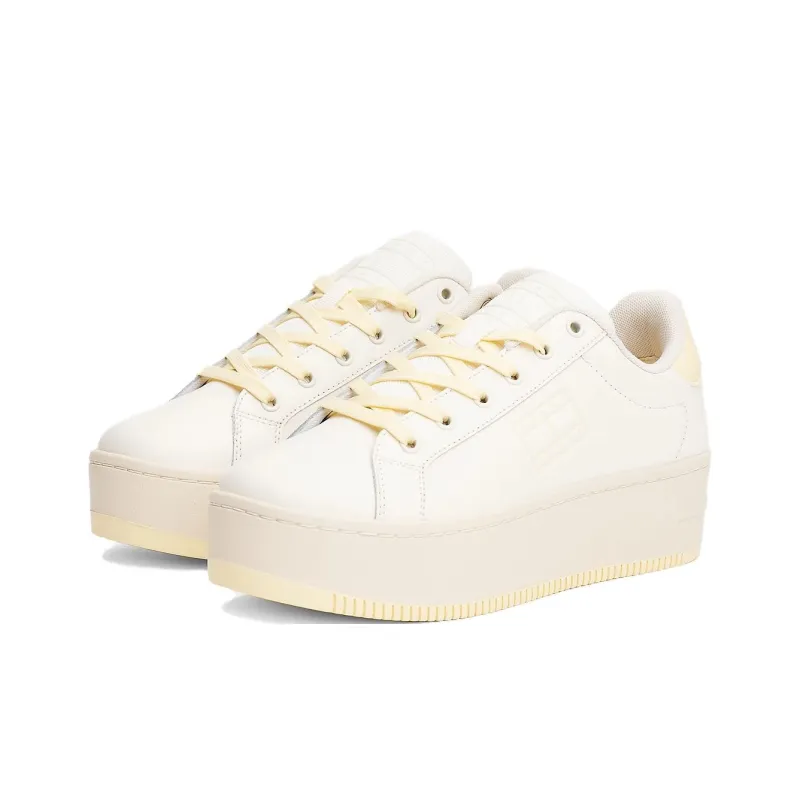 Tommy Hilfiger Trainers Low Top Skateboard Shoes Women's Beige Yellow-2