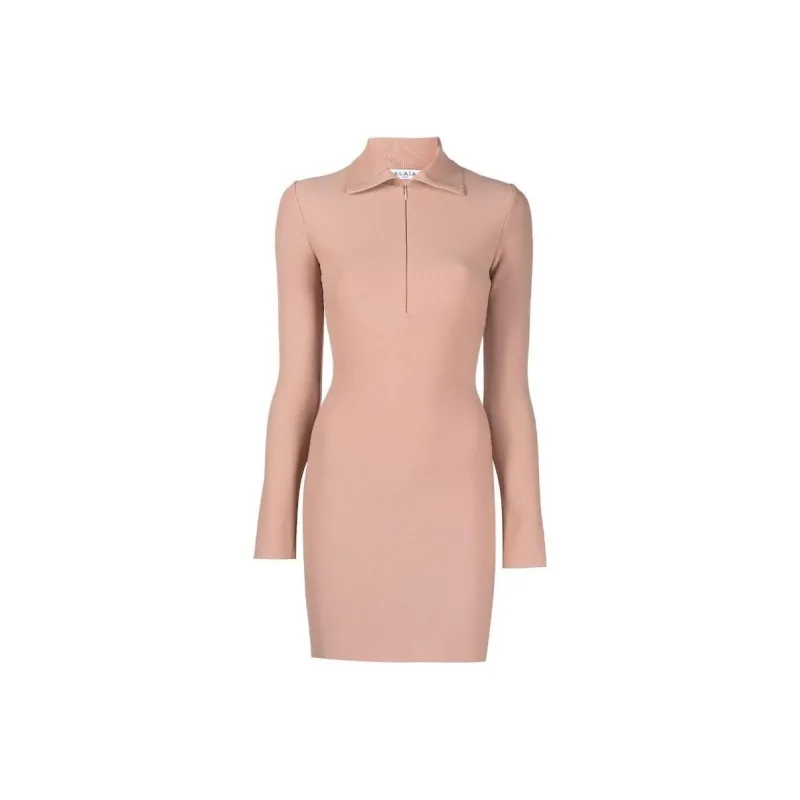 Alaia Half Zipped Long Sleeved Mini Dress-0