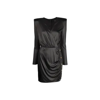 BALMAIN V Neck Draped Mini Dresss