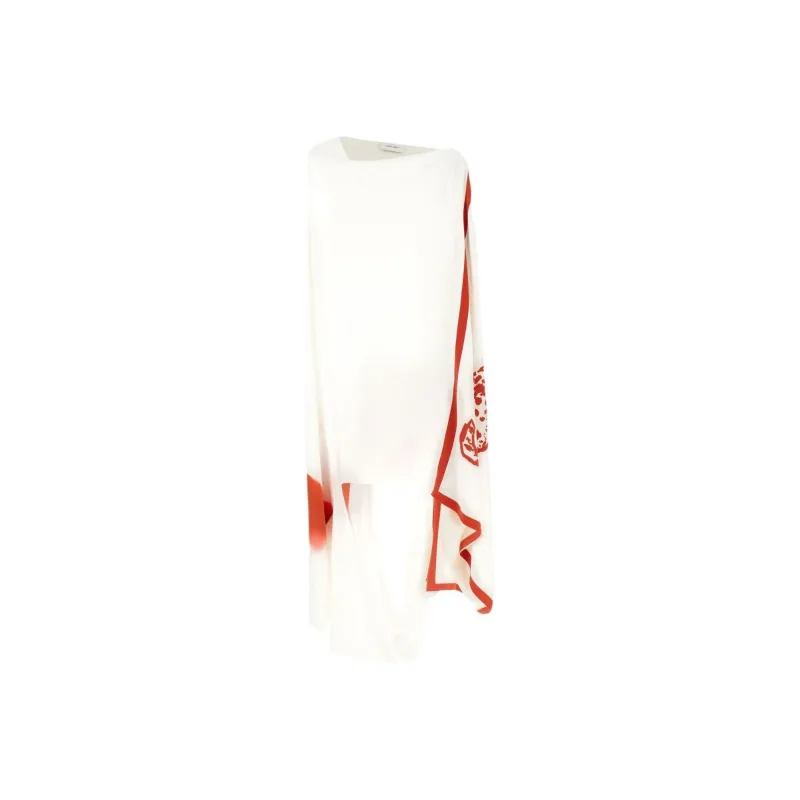 FERRAGAMO Printed Draped Midi Dress-0