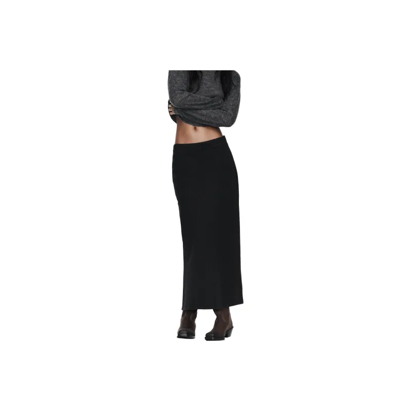 ZARA Denim Long Skirts Women's Black-0