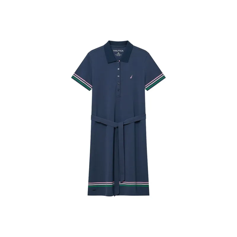 NAUTICA Short Sleeved Dress Women's Light Navy Blue-0