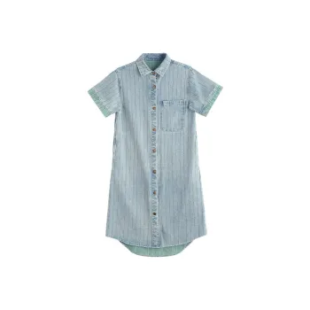 【dme】 Short Sleeved Dresses Women's Light Denim Blue