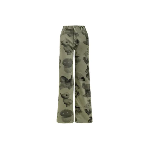 Vivienne Westwood SS25 Jeans Women's Green Dyeing Statue