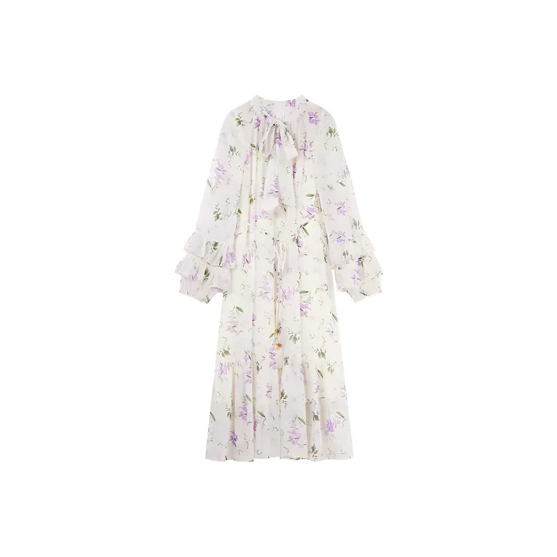 HDFULERN Long Sleeved Dresses Women's Purple-0