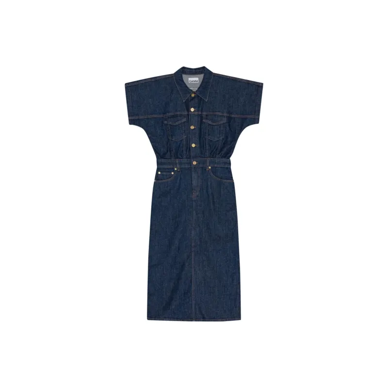GANNI Rose Denim Midi Dress-0