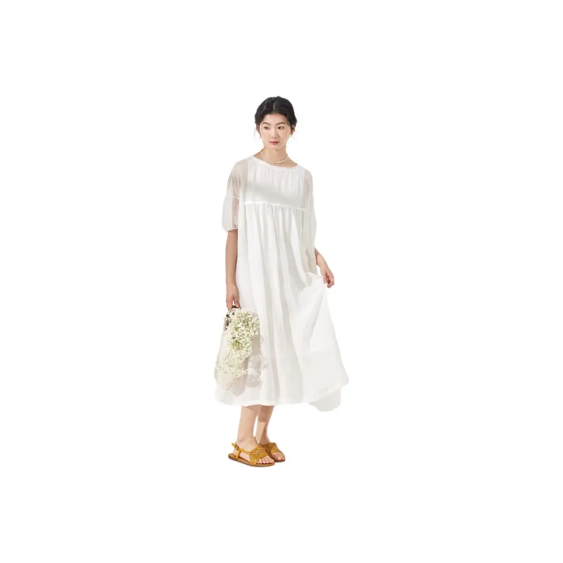ZIMO Short Sleeved Dresses Women's White-0