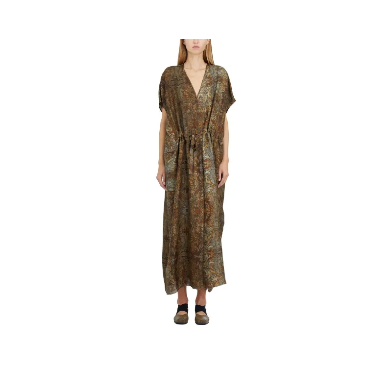 UMA WANG Floral Printed V Neck Dress-0