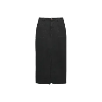 ZARA Denim Long Skirts Women's Black