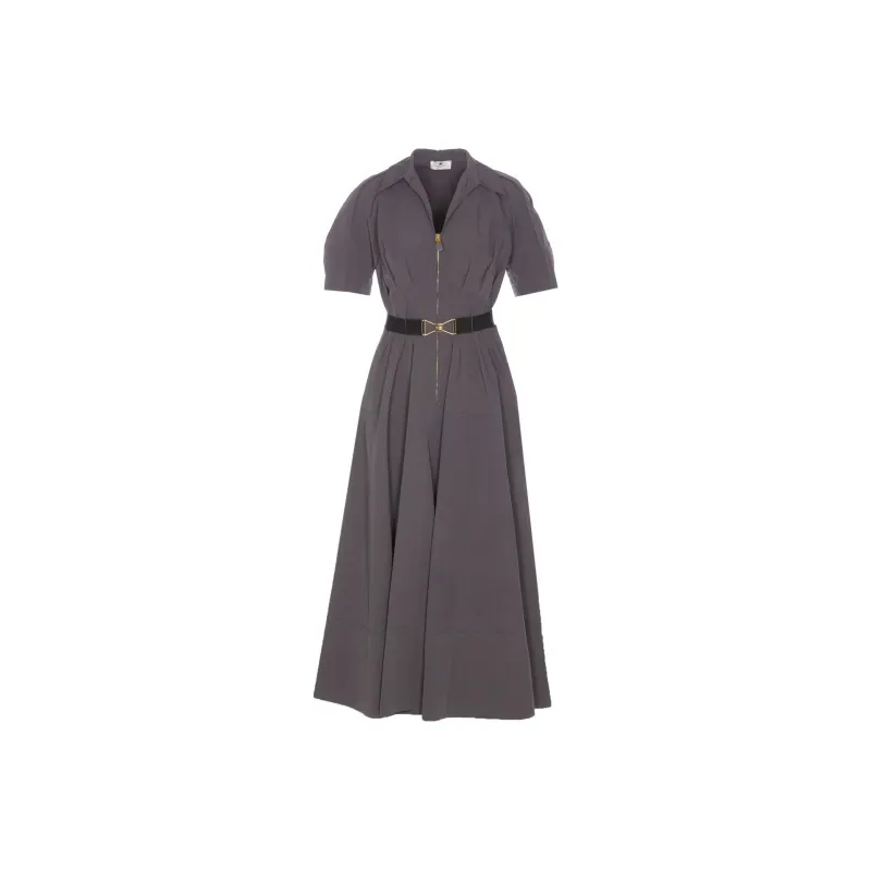 Elisabetta Franchi Circle Belted Waist Midi Dress-0