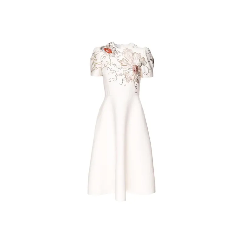 Valentino Short Sleeved Dress Women's Beige-0