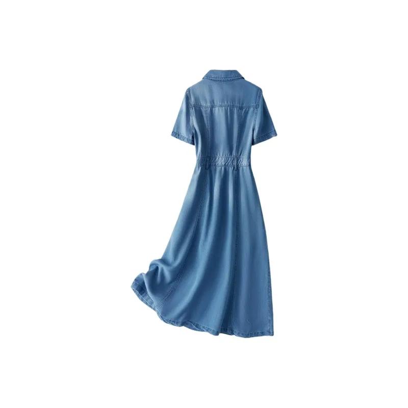 IHIMI Short Sleeved Dress Women's Blue-2