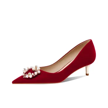 Lan Miao Slim Heel High Heels 4.5CM Women's Burgundy