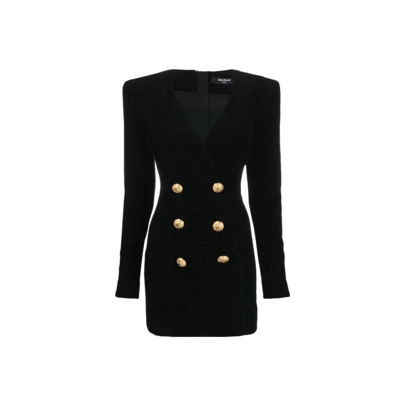 BALMAIN Long Sleeved Dresses Women's Black-0