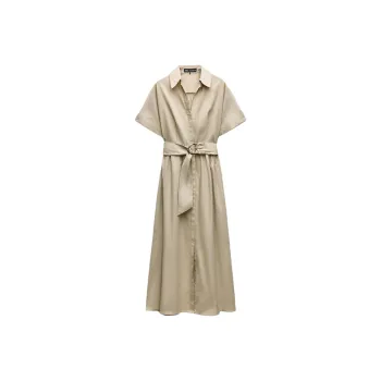 ZARA Short Sleeved Dresses Women's Light Beige