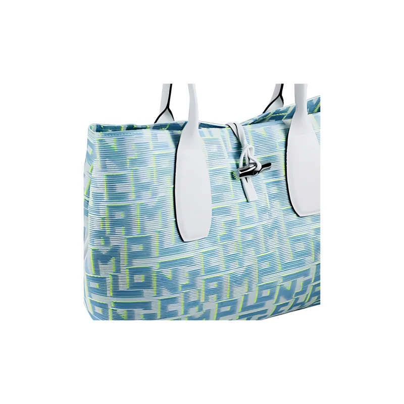LONGCHAMP Canvas Tote Bag Shopping Bag Handbag Extra Large Women's Blue-4