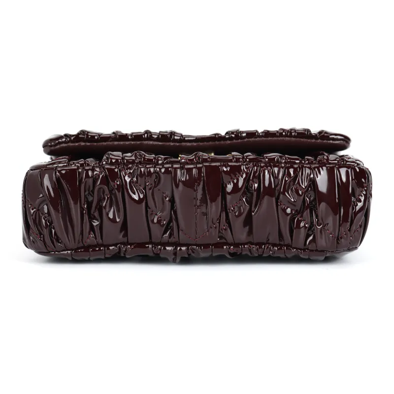 TORY BURCH Kira Patent Leather Genuine Leather Bonded Portable Crossbody Bag Shoulder Bag Women's Dark Reddish Purple-3