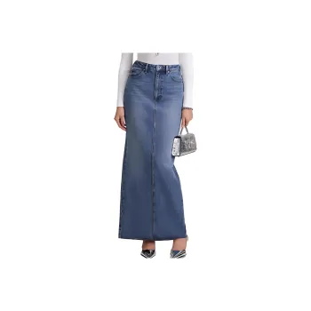 Self portrait Denim Long Skirt Women's Denim Blue
