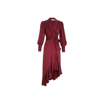 Zimmermann Silk Wrap Midi Dress