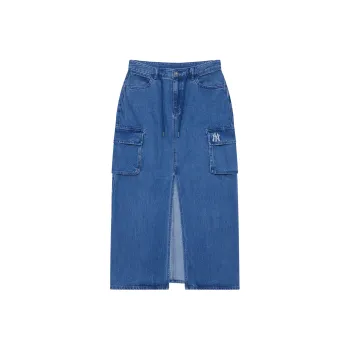 MLB New York Yankees Basic Collection 24FW Denim Long Skirts Women's Indigo