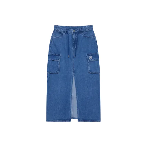 MLB New York Yankees Basic Collection 24FW Denim Long Skirts Women's Indigo