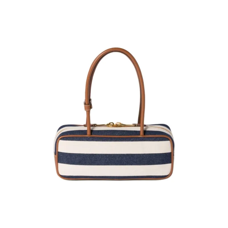 MIU MIU Beau Calfskin Shoulder Bag Women's Blue & White-3