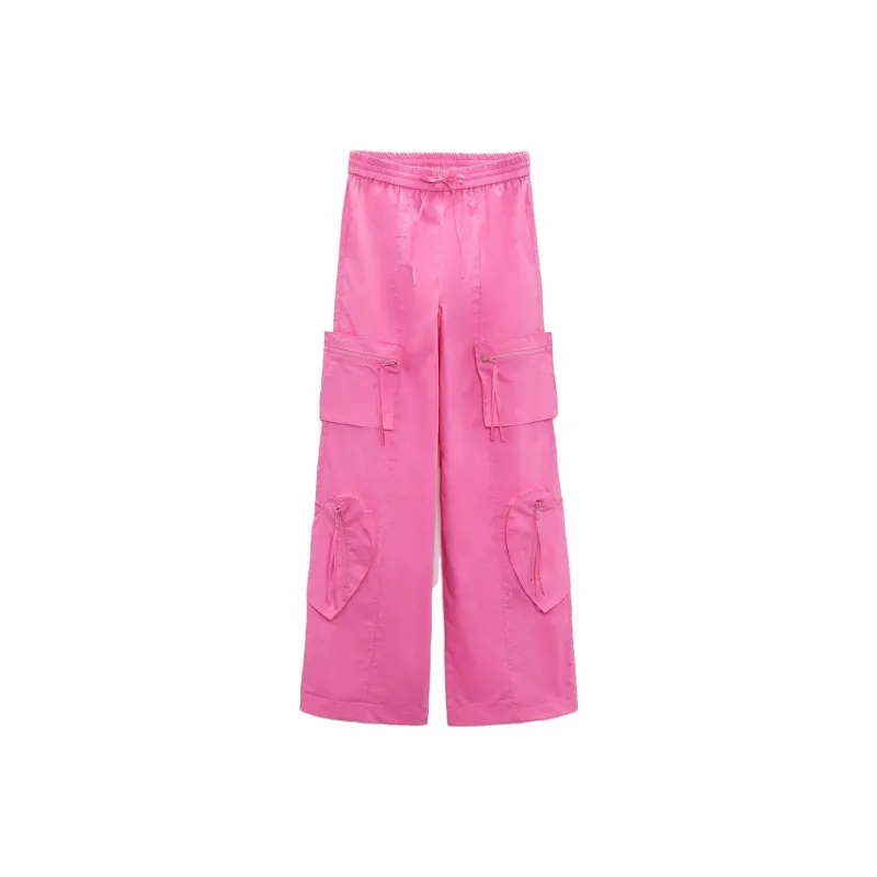 ZARA Cargo Pants Women's Light Pink Red-0