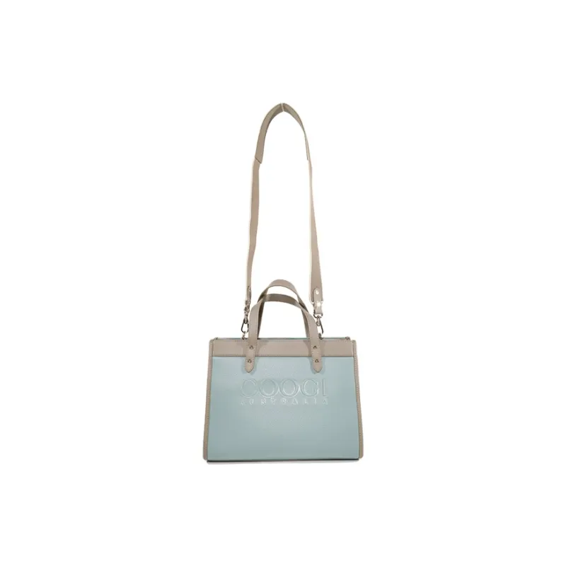 COOGI Cow Leather Tote Bag Shopping Bag Crossbody Bags Handbags Large Size Women's Ecru/Verdant Green-13